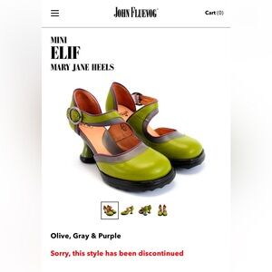 John Fluevog Mini Elif Size 9.5 Mary Jane Heels Olive/Gray/Purple DISCONTINUED